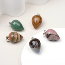 1pc Simple Drop Shaped Natural Stone Pendant Inverted Cone Smooth Texture Pendant Necklace Accessories for Men and Women
