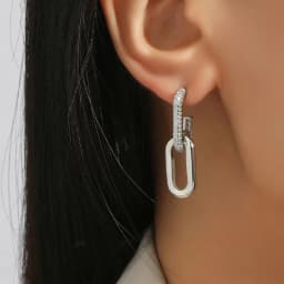 Retro Zirconia Decor Chain Design Drop Earrings Gold Silver Color Geometric Irregular Round Earrings for Women Girls Jewelry