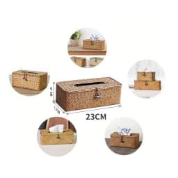New Rattan Tissue Box Home Decoration Handmade Desktop Tissue Rattan Tissue Box For Barthroom,home,hotel And Office