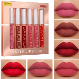 CAKAILA 6-Color Lip Gloss Lipstick Set Liquid Matte Velvet Matte Women's Makeup Long-lasting Waterproof Non-stick Cup Non-fade