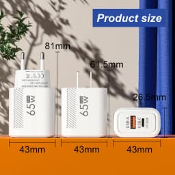 65W GaN USB Charger PD QC3.0 EU/US Plug Wall Charger Adapter For iPhone Samsung Xiaomi Phone Type C Fast Charging Power Adapter
