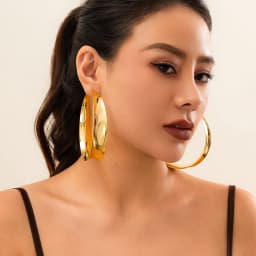 Exaggerated Big Punk Geometric Circle Hoop Earrings for Women 2024 Trend Vintage Smooth Piercing Earring Y2K Jewelry Gift New