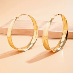 Exaggerated Big Punk Geometric Circle Hoop Earrings for Women 2024 Trend Vintage Smooth Piercing Earring Y2K Jewelry Gift New