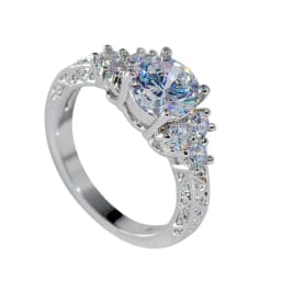 Splendent White Zircon Engagement Ring Luxury Crystal Round Stone Rings For Women Men Silver Color Wedding Bands Stylish Jewelry