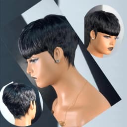 Short Hair Wigs, Pixie Cuts Wigs, Short Straight Black Ladies Wigs Synthetic Short Wigs For Black Women African American Women D