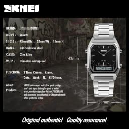 SKMEI 1220 Quartz Wristwatches relogio masculino Fashion Casual Watch Men Digital Dual Time Sports Chronograph 3bar Waterproof
