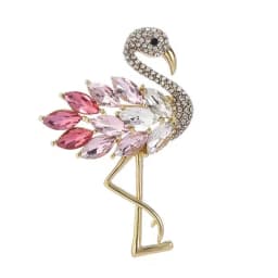 Trendy White Pink Crystal Flamingo Bird Brooches For Women Luxury Animal Inlaid Rhinestone Metal Brooch Pins Party Jewelry Gifts