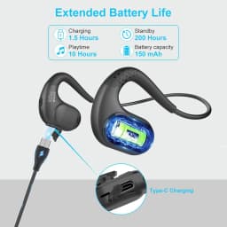 Bluetooth Headset with Detachable Microphone Multi-Point Wireless Headset Open Ear Headphones w/DSP Noise Canceling Mic for Call