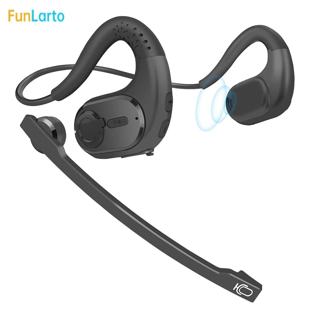 Bluetooth Headset with Detachable Microphone Multi-Point Wireless Headset Open Ear Headphones w/DSP Noise Canceling Mic for Call
