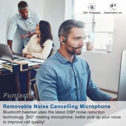 Bluetooth Headset with Detachable Microphone Multi-Point Wireless Headset Open Ear Headphones w/DSP Noise Canceling Mic for Call
