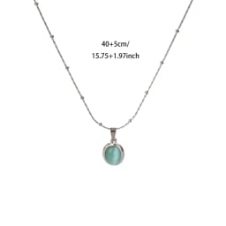 Fashion Stone Opal Oval Necklace For Women Stainless Steel Gold Color Oval Stone Pendant Necklace Wedding Aesthetic Jewelry Gift