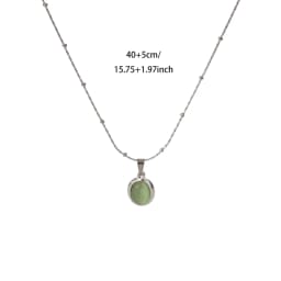 Fashion Stone Opal Oval Necklace For Women Stainless Steel Gold Color Oval Stone Pendant Necklace Wedding Aesthetic Jewelry Gift