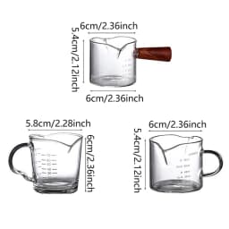 70/75ml Espresso Shot Glass Double Spout Glass Measuring Cup Heat-Resistant Handle Clear Scale Wine Milk Coffee Measure Jug