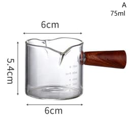 70/75ml Espresso Shot Glass Double Spout Glass Measuring Cup Heat-Resistant Handle Clear Scale Wine Milk Coffee Measure Jug