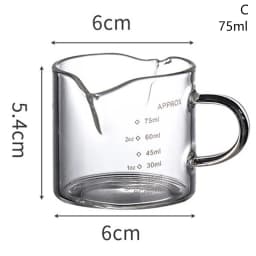 70/75ml Espresso Shot Glass Double Spout Glass Measuring Cup Heat-Resistant Handle Clear Scale Wine Milk Coffee Measure Jug