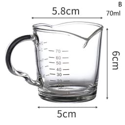 70/75ml Espresso Shot Glass Double Spout Glass Measuring Cup Heat-Resistant Handle Clear Scale Wine Milk Coffee Measure Jug