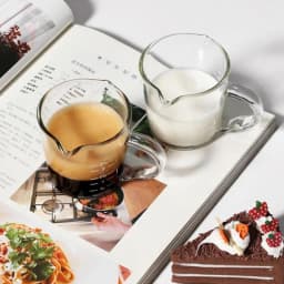 70/75ml Espresso Shot Glass Double Spout Glass Measuring Cup Heat-Resistant Handle Clear Scale Wine Milk Coffee Measure Jug