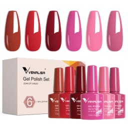 Rose Rubber Base Venalisa Nail Gel Polish 6pcs/Kit HEMA FREE Jelly Pink Color Self Leveling Gel Long Wear Nail Manicure Set