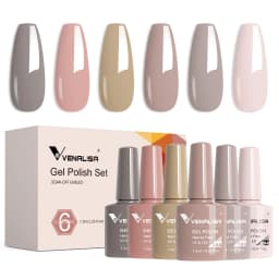 Rose Rubber Base Venalisa Nail Gel Polish 6pcs/Kit HEMA FREE Jelly Pink Color Self Leveling Gel Long Wear Nail Manicure Set