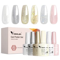 Rose Rubber Base Venalisa Nail Gel Polish 6pcs/Kit HEMA FREE Jelly Pink Color Self Leveling Gel Long Wear Nail Manicure Set