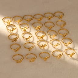 Initial Letter Rings For Women Gold Color Stainless Steel A-Z Letter Adjustable Ring Aesthetic Wedding Christmas Jewelry Gift