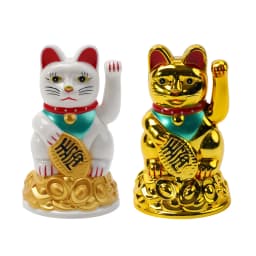 Lucky Cat Waving Hand Ingot Beckoning Maneki Neko Fortune 4.5-6.5Inch Home Office Car Decoration Home Decoration Birthday Gifts