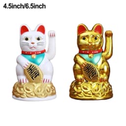 Lucky Cat Waving Hand Ingot Beckoning Maneki Neko Fortune 4.5-6.5Inch Home Office Car Decoration Home Decoration Birthday Gifts