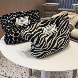 Random Organizer Bag Zebra-Print Makeup Bag Toiletry Bag Women'S Handbag Clutch Bag Convenient Large Capacity Storage Bag