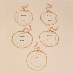 5pcs/set Exquisite Gold/Silver Color Thin Heart Chain Bracelets Set For Women Daily Wear Jewelry Accessories