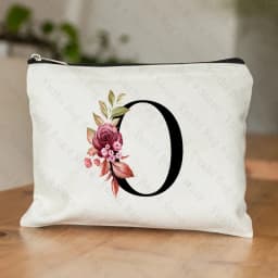 26 Letters Flower Makeup Bag Printed Bridesmaid Wedding Gift Graduation Teacher's Day Gift Storage Bag Travel Perfume Side Bag