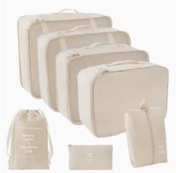 Travel Cube Organizer Bags, Lightweight Zipper Compression Packing Pouches, Portable Luggage Storage Bag Set