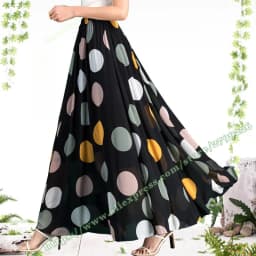 Female Summer Elegant Plus Size 4XL 5XL 6XL Fashion Polka Dot Black Chiffon Long Maxi Ladies Skirts for Womens