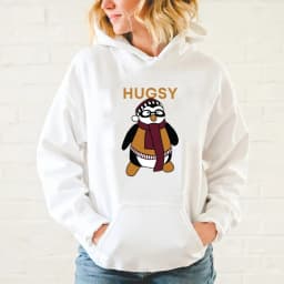 Penguin Hugsy Hoodies Women's Printed Funny Friends Graphic Winter Clothing Hoody Casual Cartoon Sweatshirts Woman Tops Clothes