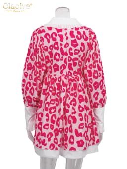 Clacive Fashion Print Women Dress 2022 Casual Chic Doll Collar Lantern Sleeve Mini Dresses Elegant Loose Patchwork Female Dress