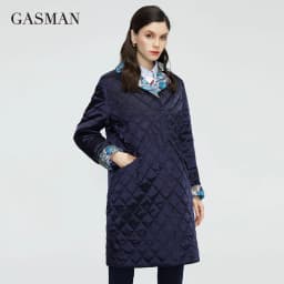 GASMAN women's spring jackets 2022 Warm Thin Cotton Jacket female Long Women autumn coat Windproof Floral Turtleneck parka 20122