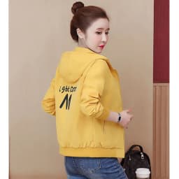 2025 New Women's Jacket Autumn Windbreaker Famale Long Sleeve Hooded Short Coat Zipper Casual Loose Basic Jacket Outerwear