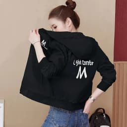 2025 New Women's Jacket Autumn Windbreaker Famale Long Sleeve Hooded Short Coat Zipper Casual Loose Basic Jacket Outerwear
