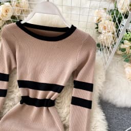 Spring Women Sheath Knitted Dresses Slim Black Elegant O-neck Stretch Long-sleeved Autumn Thin Sexy Bottoming Knit Pencil Dress