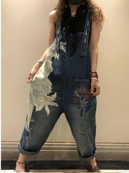 Amax LuluE 2025 Korean Fashion Spring Female Printed Denim Overalls Ladies Vintage Casual Jeans Women Loose Trousers Wide Pants