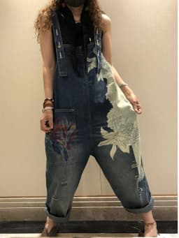 Amax LuluE 2025 Korean Fashion Spring Female Printed Denim Overalls Ladies Vintage Casual Jeans Women Loose Trousers Wide Pants