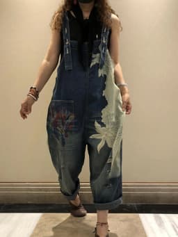 Amax LuluE 2025 Korean Fashion Spring Female Printed Denim Overalls Ladies Vintage Casual Jeans Women Loose Trousers Wide Pants