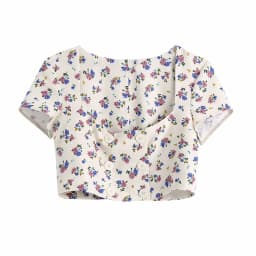 Women Vintage Square Collar Floral Print Short Shirt Double Breasted Casual Linen Blouses Lady Roupas Femininas Crop Tops LS9182