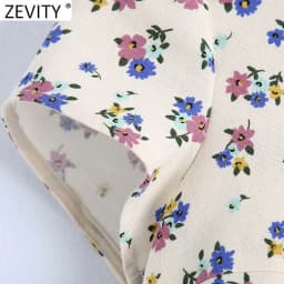 Women Vintage Square Collar Floral Print Short Shirt Double Breasted Casual Linen Blouses Lady Roupas Femininas Crop Tops LS9182