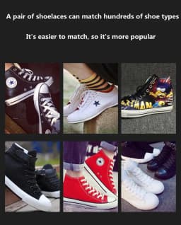 1 Pair High Quality Canvas Shoe Laces For Men and Women Black and White High Low Shoelaces Cotton Flat Laces Rope