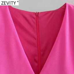 Zevity New Women Sexy V Neck Solid Color Slim Bodysuits Lady Chic High Street Back Zipper Club Party Playsuits Rompers LS9857