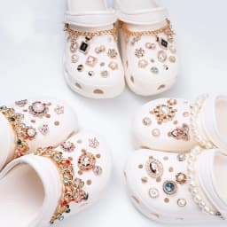 Shoe Charms DIY Diamond Pearl Chain Gemstone Decoration Buckle for Hole Shoe Charm Accessories Kids Party Girls Gift