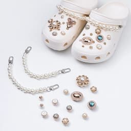 Shoe Charms DIY Diamond Pearl Chain Gemstone Decoration Buckle for Hole Shoe Charm Accessories Kids Party Girls Gift