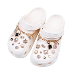 Shoe Charms DIY Diamond Pearl Chain Gemstone Decoration Buckle for Hole Shoe Charm Accessories Kids Party Girls Gift