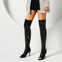 Plus Size Side Zipper Hollow Open Toe Breathable Long Boots Peep Toe Over The Knee Length Boots For Sexy Women With Pointed Tips