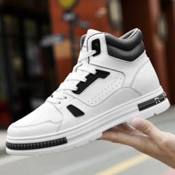 New Height Increasing 6/8CM Men's Leather Boots Breathable Casual Shoes Athletic Jogging Gym Shoes Fashion Leather Sports Shoes